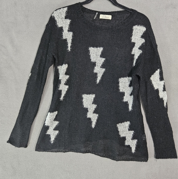 Elan Womens Small Lightweight Sweater Black Mall Goth Mohair Wool Blend Sheer - Picture 1 of 10
